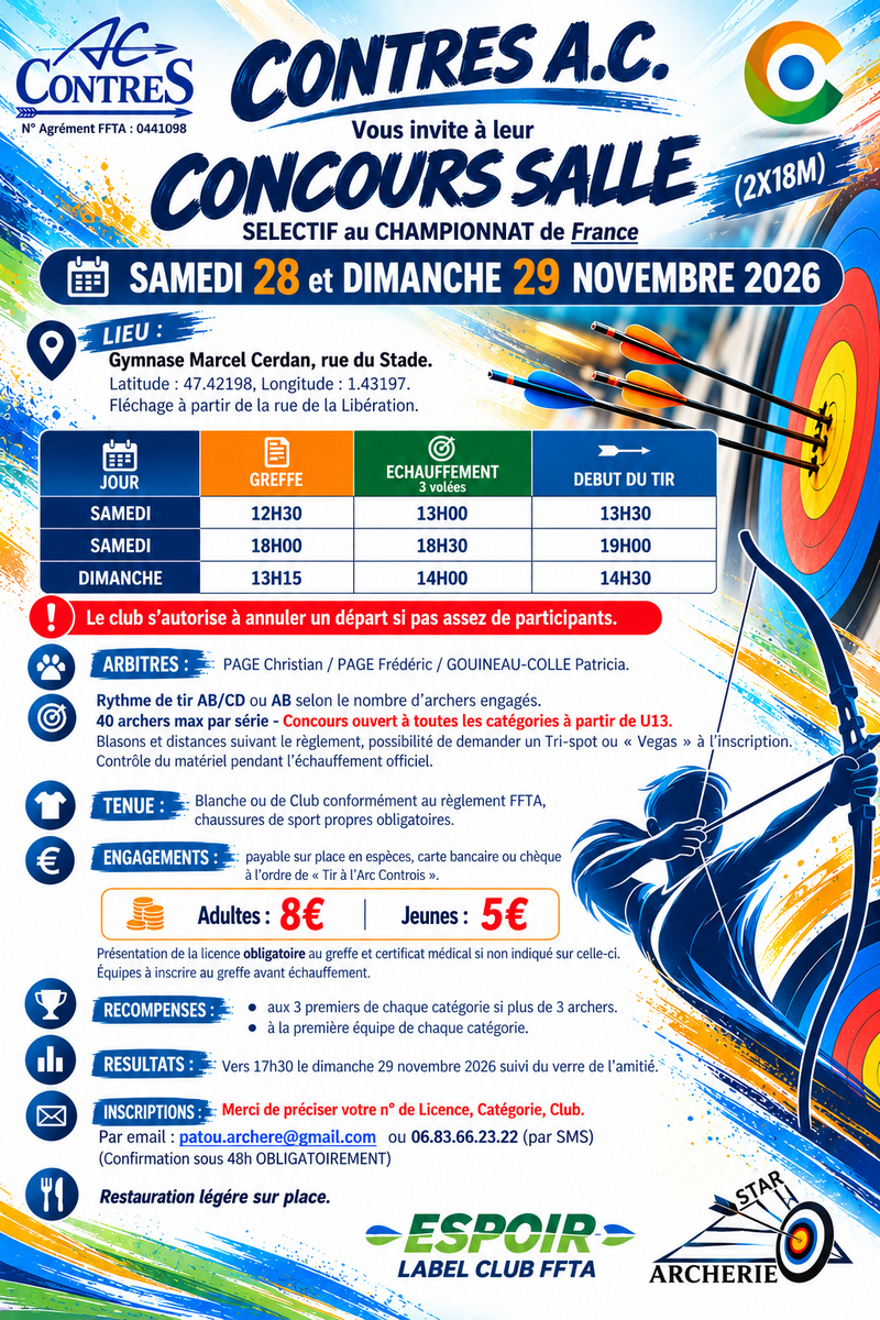 CONCOURS TIR EN SALLE 2X18M