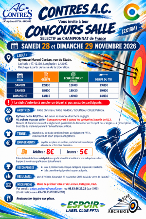 CONCOURS TIR EN SALLE 2X18M